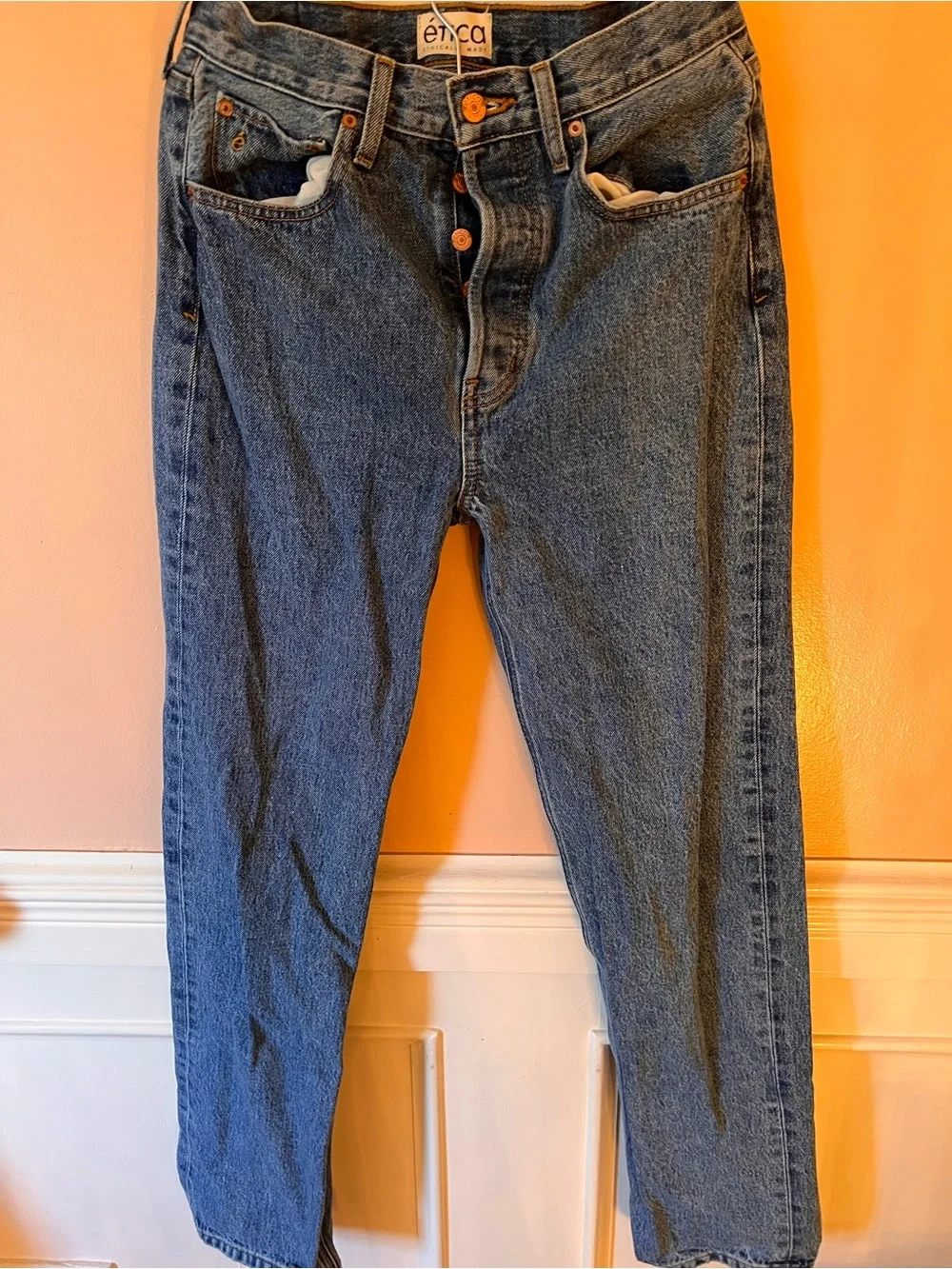 Etica leia $238 Classic High-Rise Blue Denim Jeans mother agolde cos ruti 27 ayr